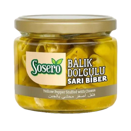 Sosero Yellow Pepper Stuffed with Cheese - Peynir Dolgulu Sarı Biber 290g - Orontes Grocery