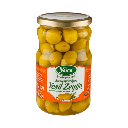 Yöre Stuffed Garlic Green Olive - Sarımsak Dolgulu Yeşil Zeytin - Orontes Grocery