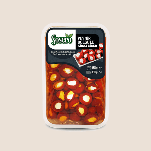 Sosero Cherry Pepper Stuffed With Cheese - Peynir Dolgulu Kiraz Biber - 1.9 Kg - Orontes Grocery
