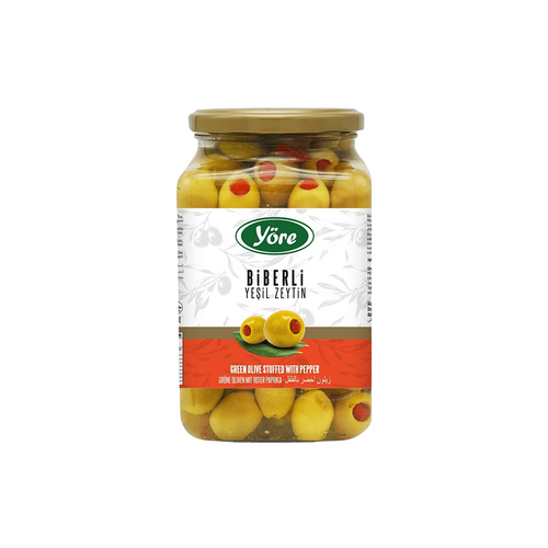 Yöre Green Olives Stuffed with Pepper - Biberli Yeşil Zeytin - Orontes Grocery