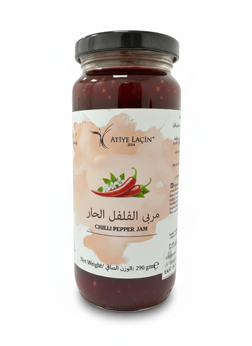 Atiye Laçin Hot Pepper Jam 65% Fruit 290g Glass Jar