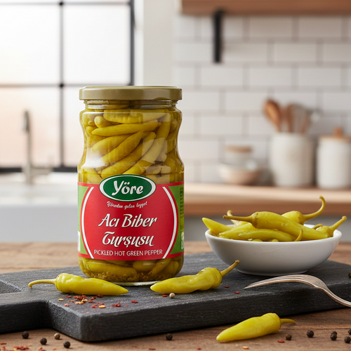 Yöre Green Hot Pepper Pickle - Acı Biber Turşusu  690g - Orontes Grocery 