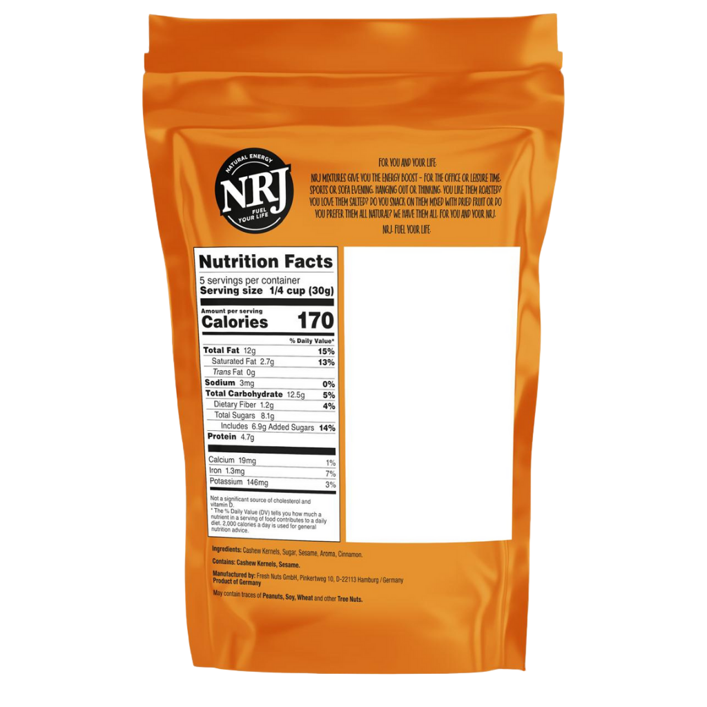 NRJ - Cashew Kernels Sesame Coated 150g - Orontes Grocery