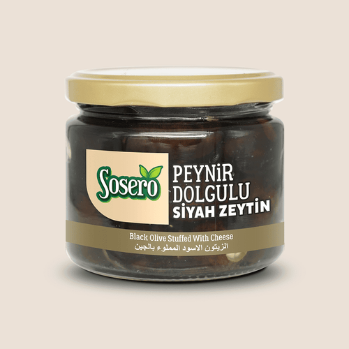 Sosero Black Olives Stuffed With Cheese - Peynir Dolgulu Siyah Zeytin - Orontes Grocery 